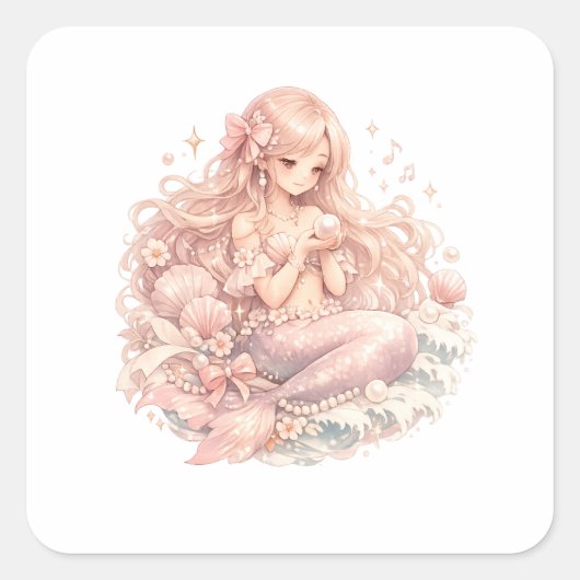 Pastel Zeemeermin Sticker (Voorkant)