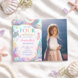Pastel Zeemeermin Verjaardag Onder de Zee Kaart
