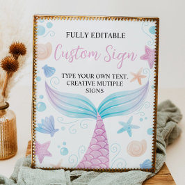 Pastel Zeemeermin Verjaardagsfeest Tafelteken Poster