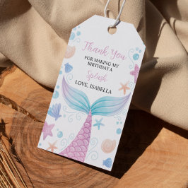 Pastel Zeemeermin Verjaardagsfeestje Dank u Label Cadeaulabel