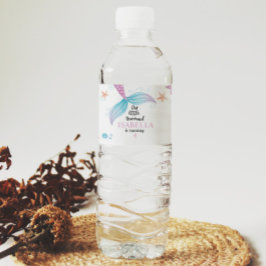 Pastel Zeemeermin Verjaardagsfeestje Waterfles Sti Etiket