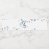 Pastel Zeemeermin Verjaardagsfeestje Waterfles Sti Waterfles Etiket (Enkel label)