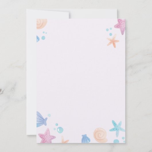 Pastel Zeemeermin Verjaardagsfeestuitnodiging Kaart (Achterkant)