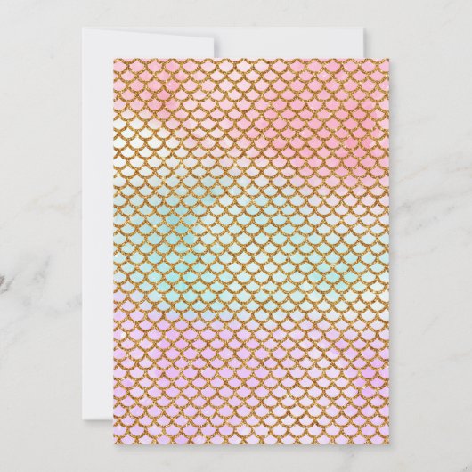 Pastel zeemeermin verjaardagsuitnodiging kaart (Achterkant)