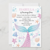 Pastel Zeemeermin Verjaardagsuitnodiging Kaart (Voorkant)