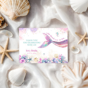 Pastel Zeemeerminstaart Oceaan Dankbaar Meisje Bedankkaart
