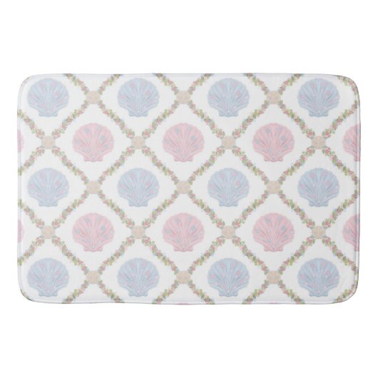 Pastel Zeeschelp Kust Strand Lattice Patroon Badmat (Voorkant)