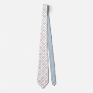 Pastel Zeeschelp Kust Strand Lattice Patroon Stropdas