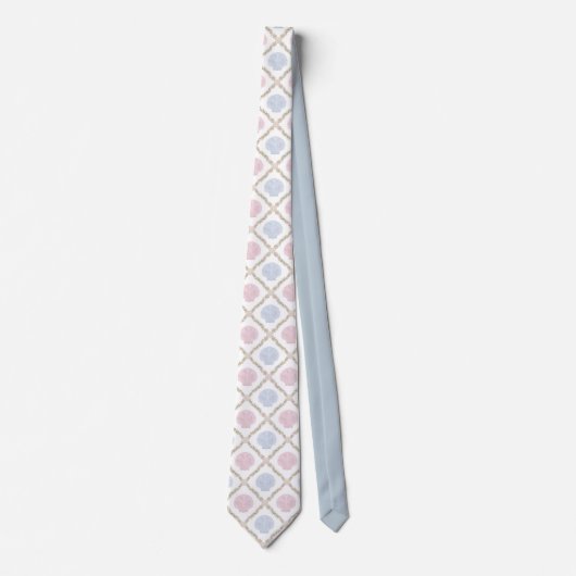 Pastel Zeeschelp Kust Strand Lattice Patroon Stropdas (Voorkant)