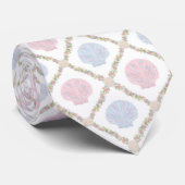 Pastel Zeeschelp Kust Strand Lattice Patroon Stropdas (Opgerold)