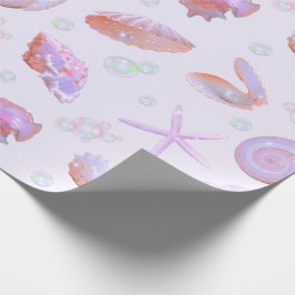 Pastel Zeeschelp & Parel Oceaan Patroon Cadeaupapi Cadeaupapier