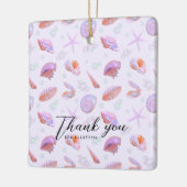 Pastel Zeeschelpenpatroon met Aangepaste Tekst Keramisch Ornament (Links)