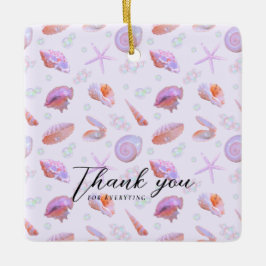 Pastel Zeeschelpenpatroon met Aangepaste Tekst Keramisch Ornament
