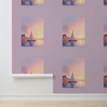 Pastel zeilboot bij zonsondergang