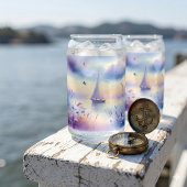 Pastel Zeilboot Kust Droomlandschap Blikvorm Glas