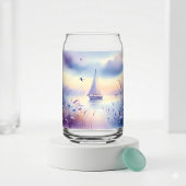 Pastel Zeilboot Kust Droomlandschap Blikvorm Glas