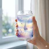 Pastel Zeilboot Kust Droomlandschap Blikvorm Glas