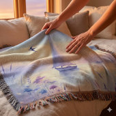 Pastel Zeilboot Kust Droomlandschap Deken