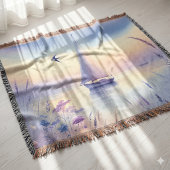 Pastel Zeilboot Kust Droomlandschap Deken