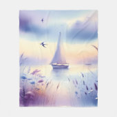 Pastel Zeilboot Kust Droomlandschap Fleece Deken (Voorkant)