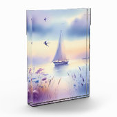 Pastel Zeilboot Kust Droomlandschap Fotoblokken (Links)