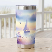 Pastel Zeilboot Kust Droomlandschap Geïsoleerde Drinkbeker