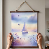 Pastel Zeilboot Kust Droomlandschap Hangend Wandkleed