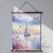 Pastel Zeilboot Kust Droomlandschap Hangend Wandkleed