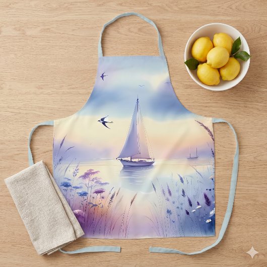 Pastel Zeilboot Kust Droomlandschap Schort