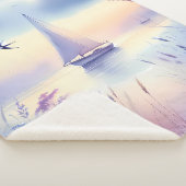 Pastel Zeilboot Kust Droomlandschap Sherpa Deken (3/4)