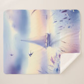 Pastel Zeilboot Kust Droomlandschap Sherpa Deken (Voorkant (horizontaal))