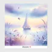 Pastel Zeilboot Kust Droomlandschap Sticker (Vel)