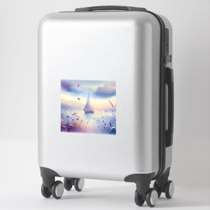 Pastel Zeilboot Kust Droomlandschap Sticker
