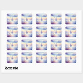 Pastel Zeilboot Kust Droomlandschap Vierkante Sticker (Vel)
