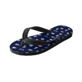 Pastel Zeilboot Patroon op Middernachtblauw Kinder Teenslippers (Schuin)