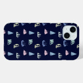 Pastel Zeilboot Patroon op Midnight Blue Case-Mate iPhone Case (Achterkant (horizontaal))