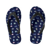 Pastel Zeilboot Patroon op Midnight Blue Kinder Teenslippers (Voetbed)