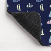 Pastel Zeilboot Patroon op Midnight Blue Muismat (Hoek)
