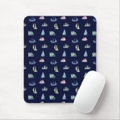 Pastel Zeilboot Patroon op Midnight Blue Muismat (Met muis)