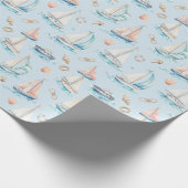 Pastel Zeilboot Waterverf Nautilus Cadeau Cadeaupapier (Hoek)