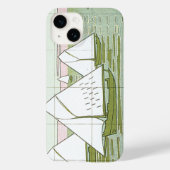 Pastel Zeilboten Faux Tegel iPhone Case (Achterkant)