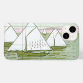 Pastel Zeilboten Faux Tegel iPhone Case (Achterkant (horizontaal))