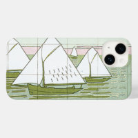 Pastel Zeilboten Faux Tegel iPhone Case