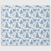 Pastel zilver blauw moderne bogen kerstcadeau cadeaupapier (Vlak)