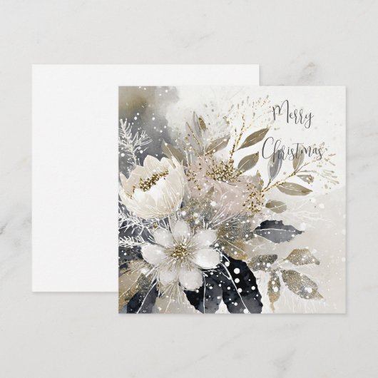 Pastel zilver en goud Kerstmis spray op maat Feestdagenkaart (Voorkant / Achterkant)