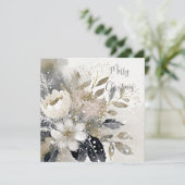 Pastel zilver en goud Kerstmis spray op maat Feestdagenkaart (Staand voorkant)