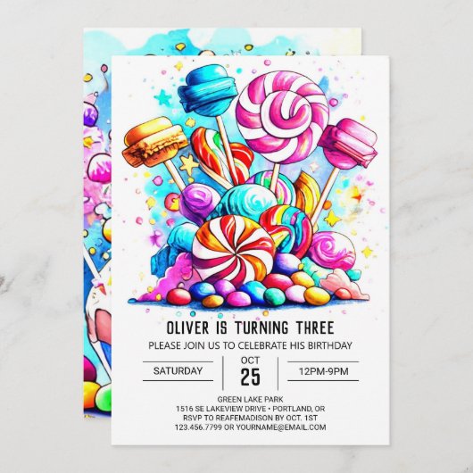 Pastel zoete chocolade verjaardag kaart (Voorkant / Achterkant)