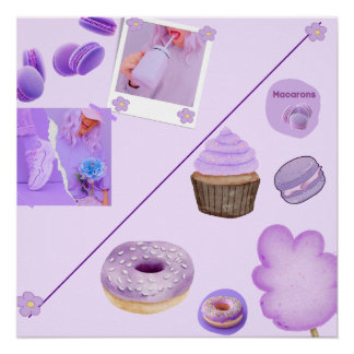 Pastel Zoete Collage Glanzende Poster-muurkunst Perfect Poster