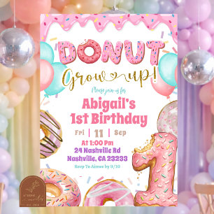 Pastel Zoete Glazuur Donut Groei Op Verjaardag Kaart