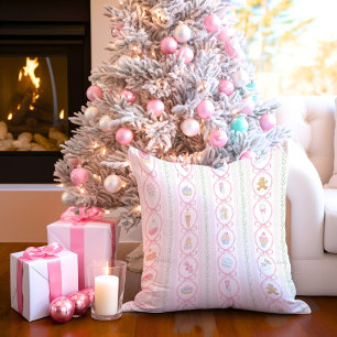 Pastel Zoete Kersttraktaties Monogram Crest  Kussen
